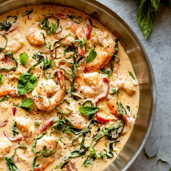 Basil Shrimp Fettuccine