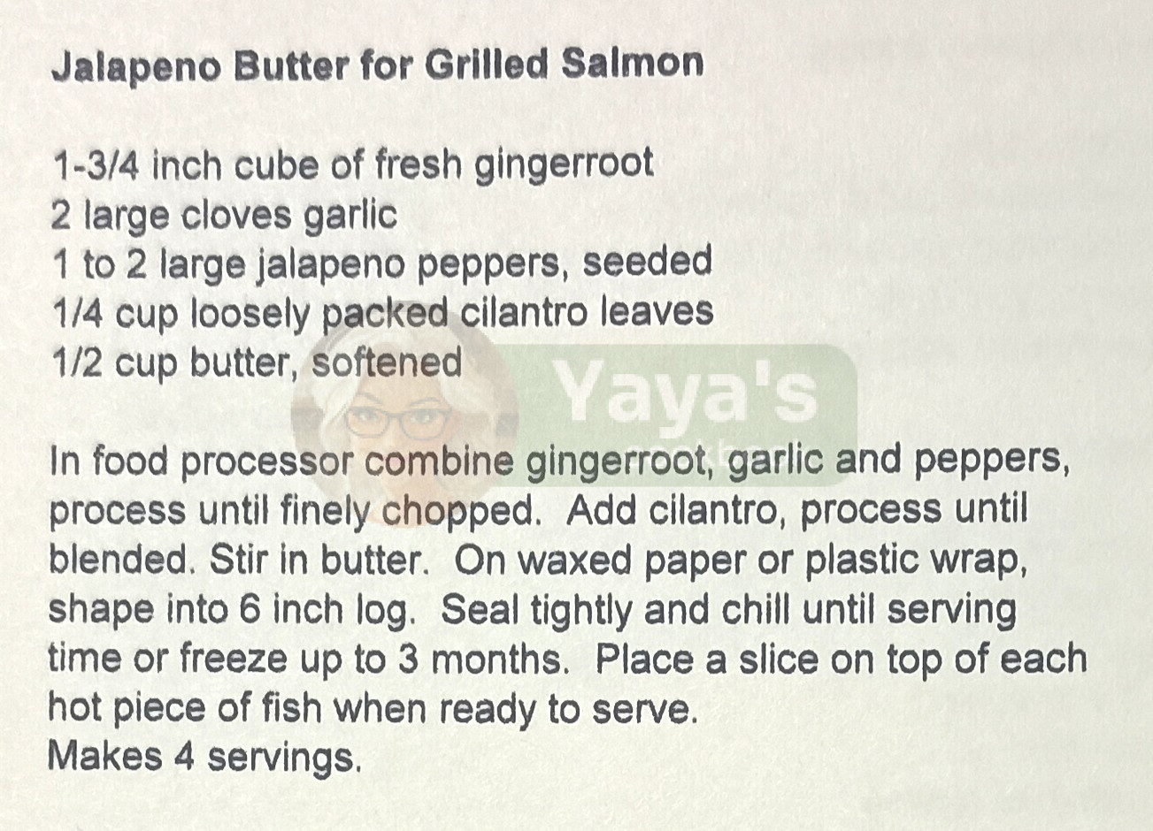 Jalepeno Butter Recipe Card