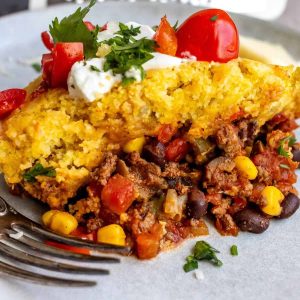 Mexican Casserole with Cornbread Topping