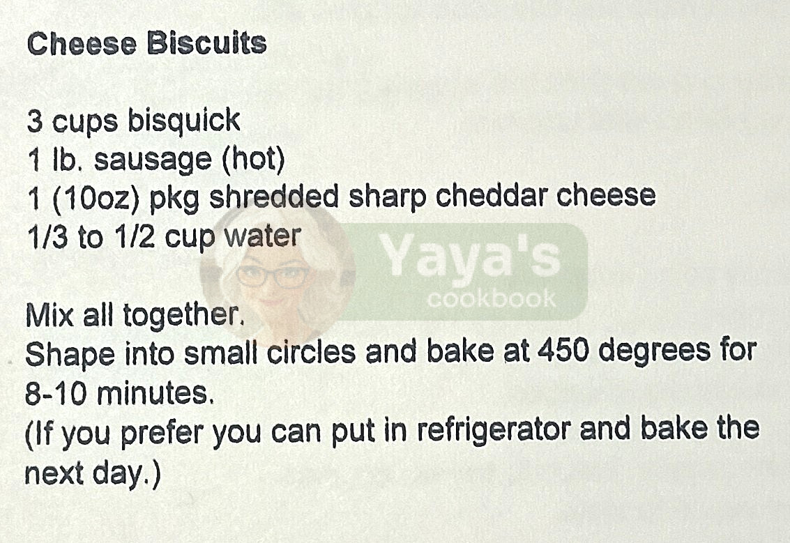 Cheese Sausage Biscuits Recipe Card