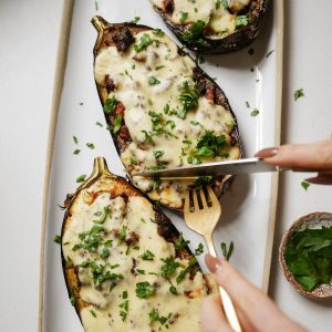 Greek Style Stuffed Eggplant