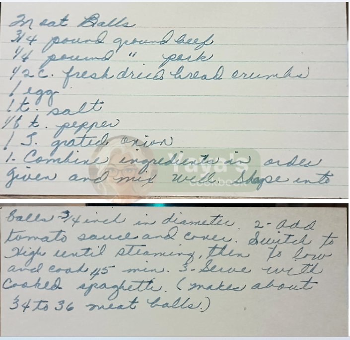 Meatballs Recipe Card
