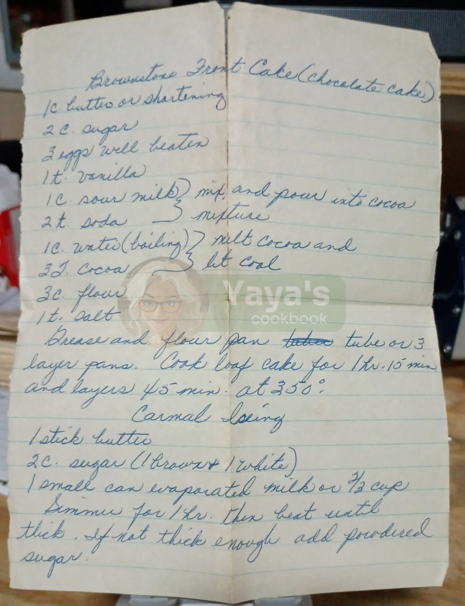 Brownstone Front Cake Recipe Card
