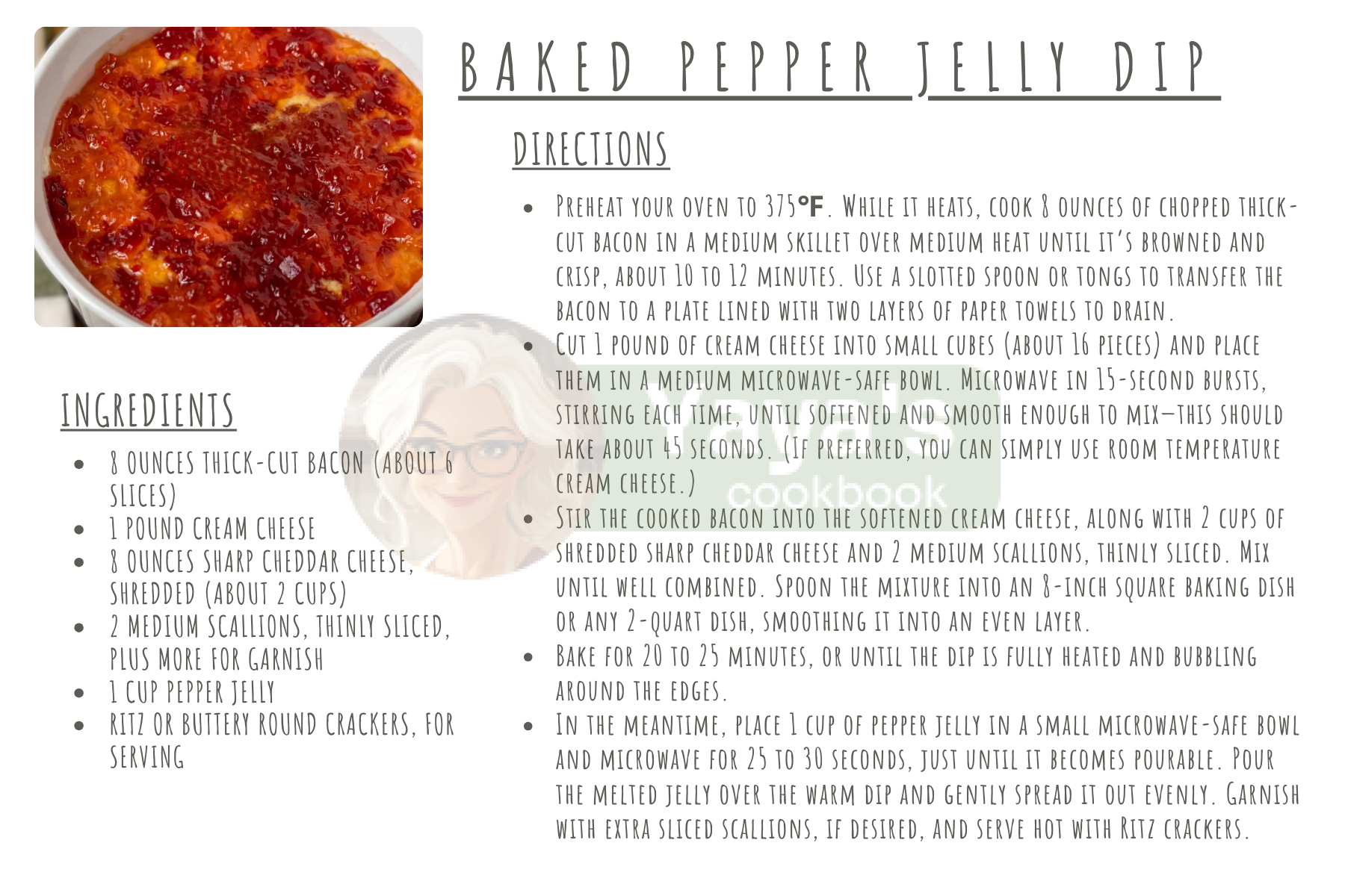 Red Pepper Jelly Dip Recipe Card