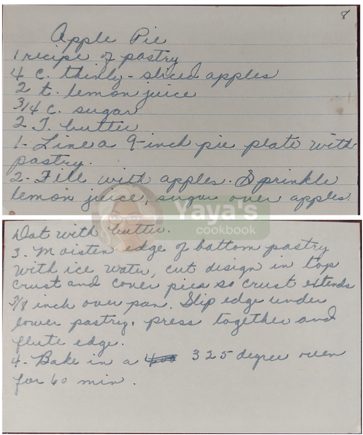 Apple Pie Recipe Card