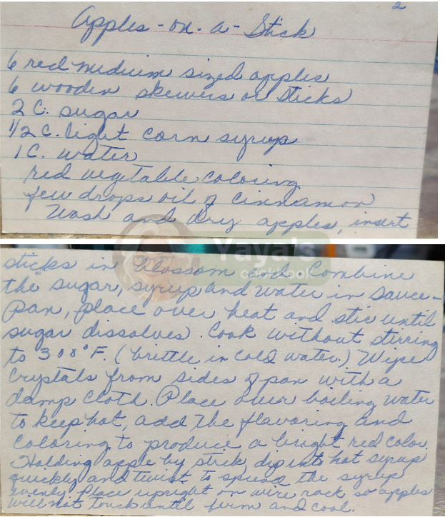 Apples on a Stick Recipe Card