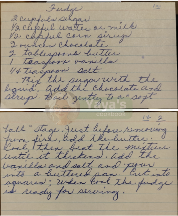 Fudge Recipe Card