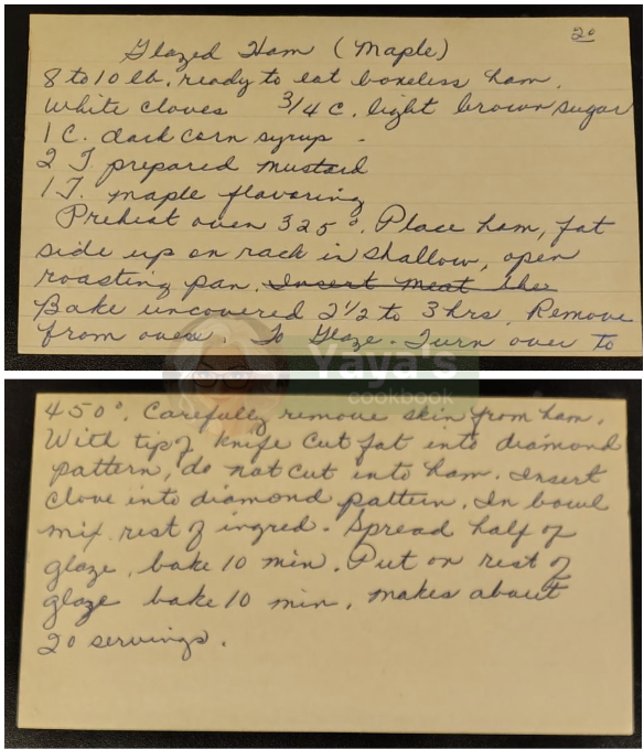 Glazed Ham Recipe Card