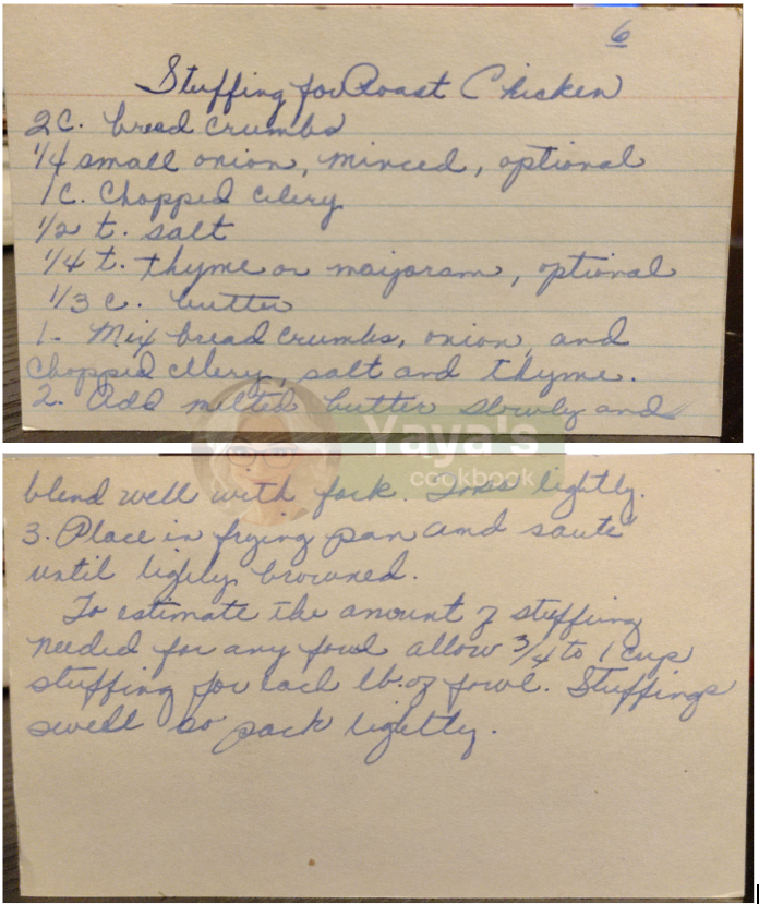 Stuffing for Roast Chicken Recipe Card